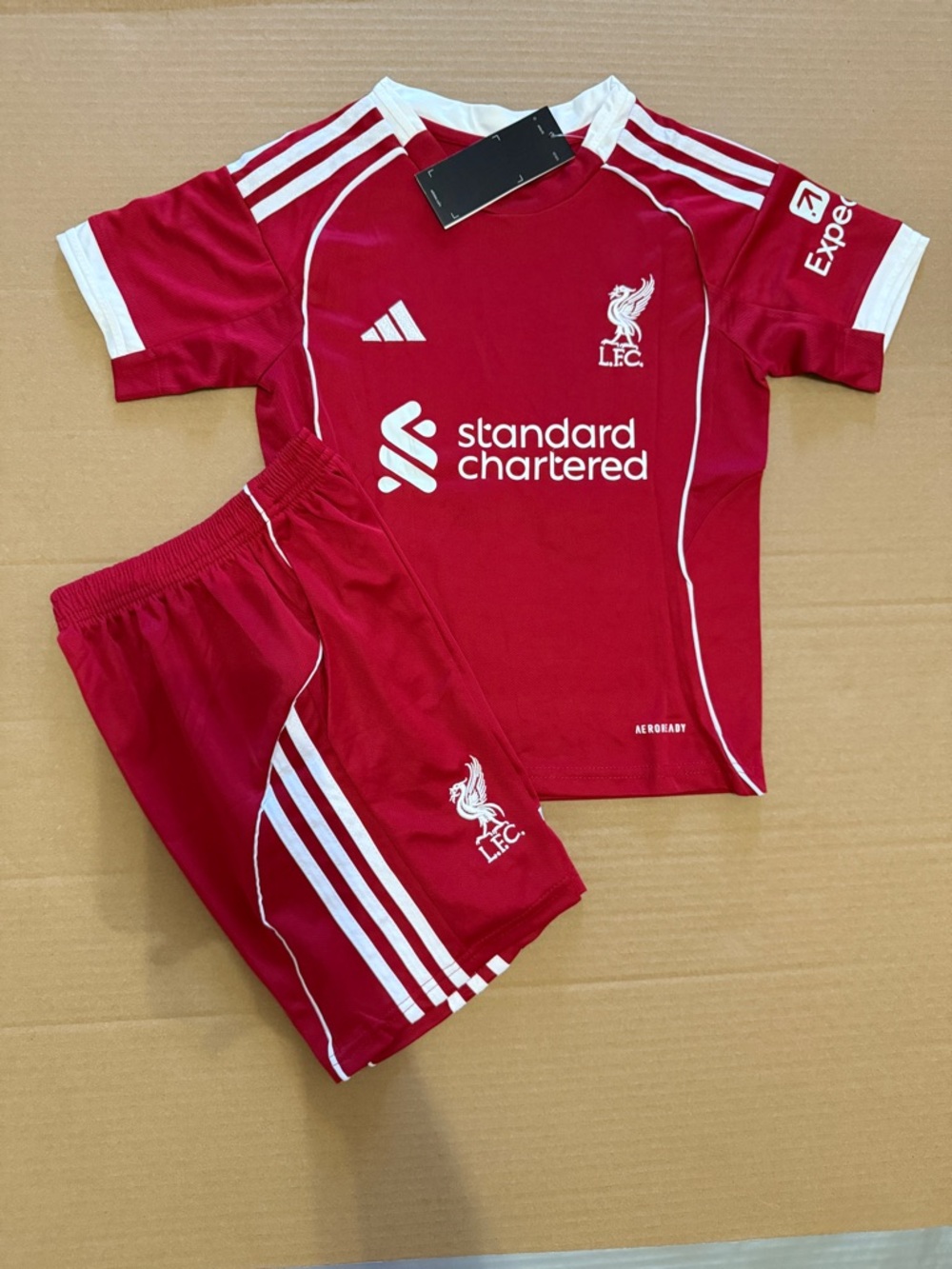 Liverpool 2025/26 Home Kids' SoccerJersey set # M.Salah 11 # Size 20-28